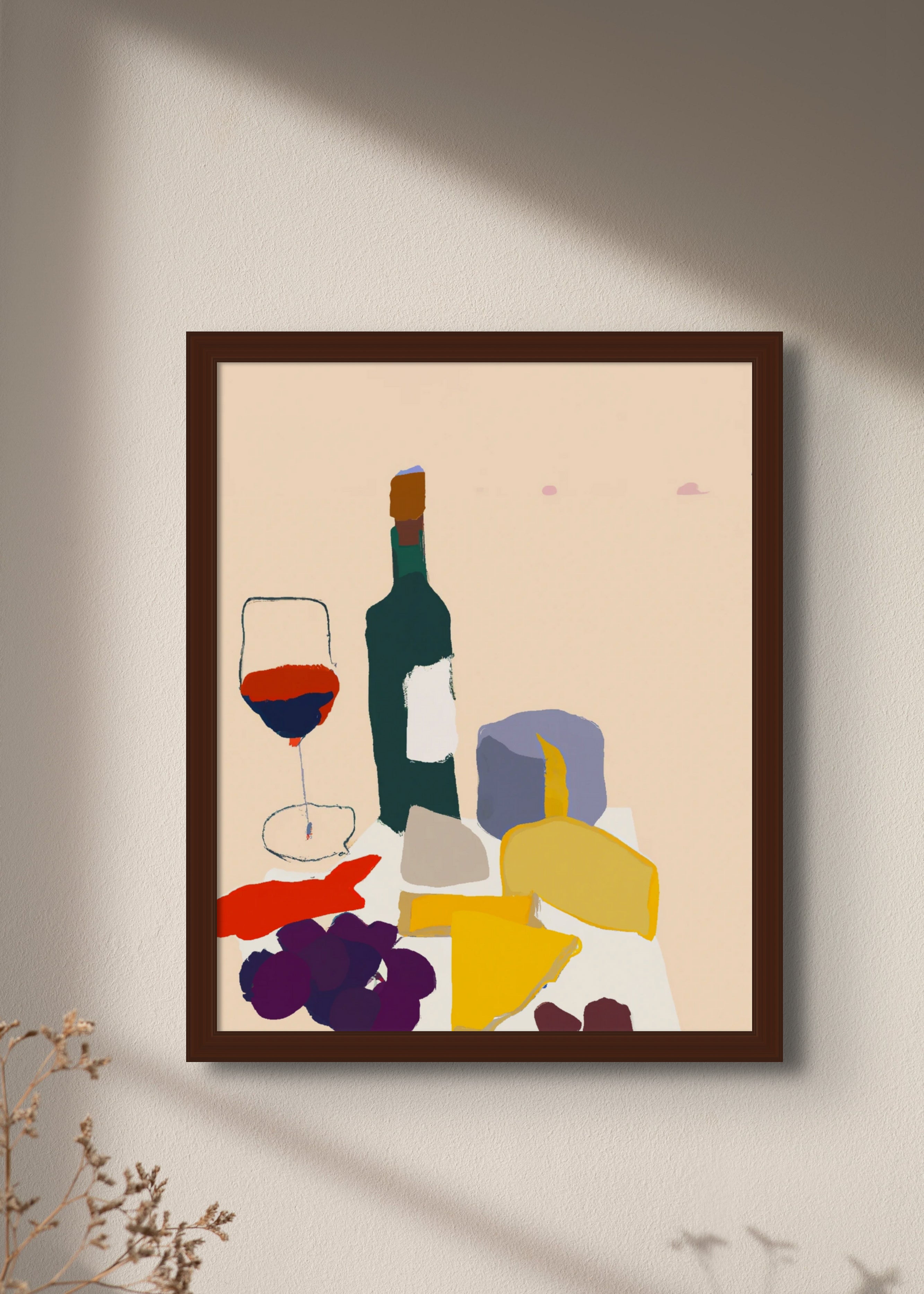 Abstract Wine & Cheese Artistic Poster with European Flair